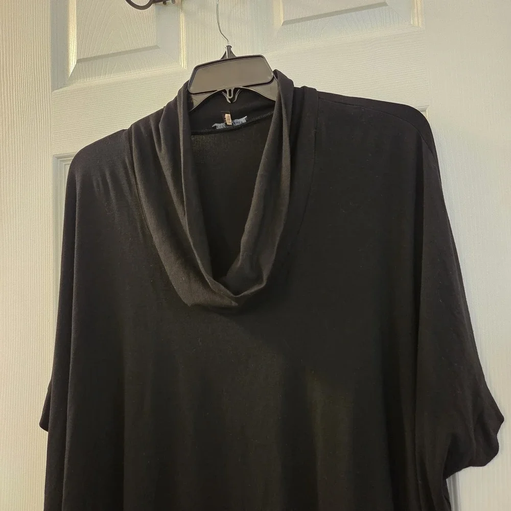 Eileen Fisher sz XL oversized cowl neck‎ black casaul top chic boxy comfort